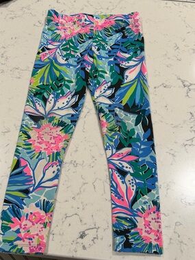 Lilly Pulitzer Girls Bright Floral Leggings - Pink, Blue, Green